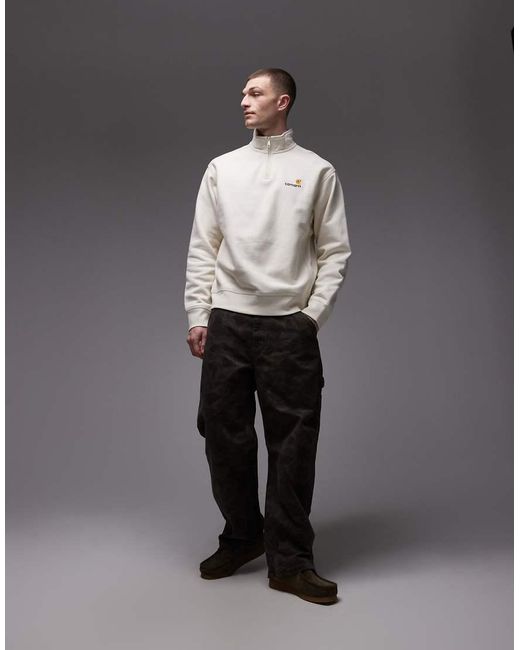 Carhartt Gray American Script Half Zip Sweatshirt for men