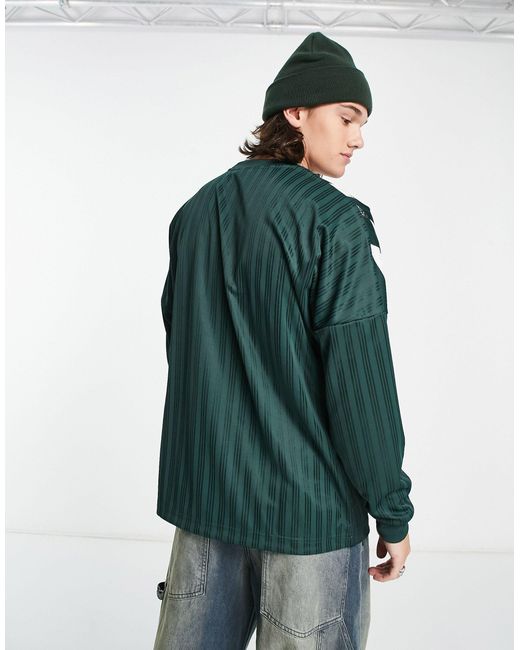 Adidas Originals Green Rekive Long Sleeve Check Print T-shirt for men
