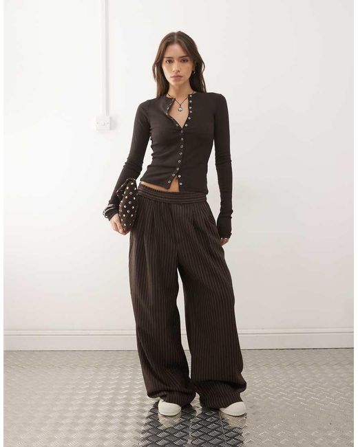 Collusion Gestreepte Broek Met Elastische Taille in het Natural