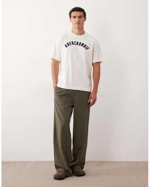 Abercrombie & Fitch White Patch Logo T-shirt for men