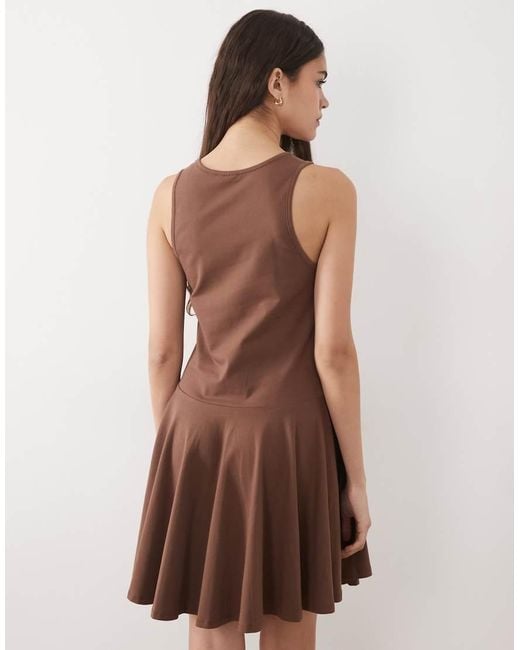 ASOS Brown Scoop Neck Button Front Henley Mini Dress