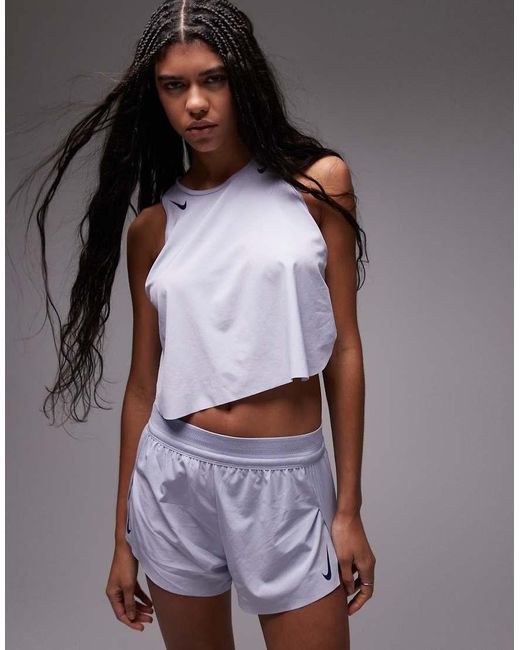 Nike Purple Aeroswift Dri-Fit Plisse Mid Rise Shorts