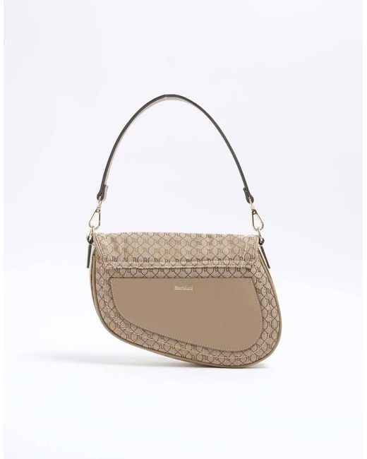 River Island Natural Ri Monogram Shoulder Bag