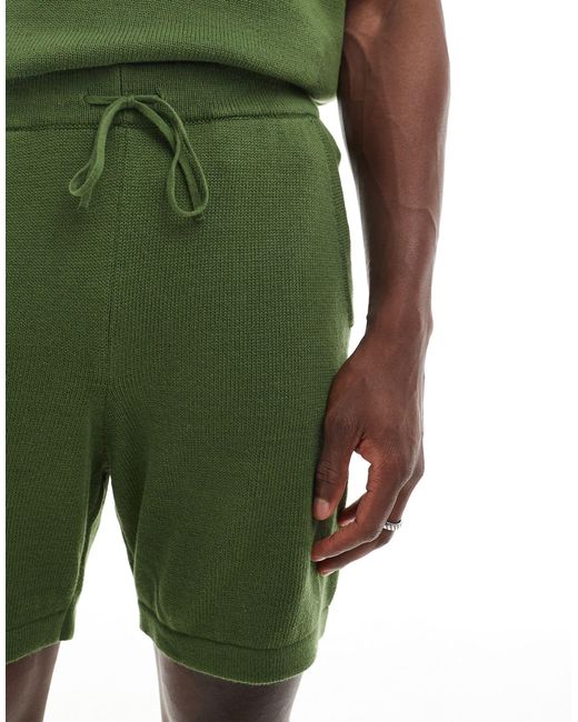 ASOS Green Co-ord Midweight Knitted Cotton Shorts for men