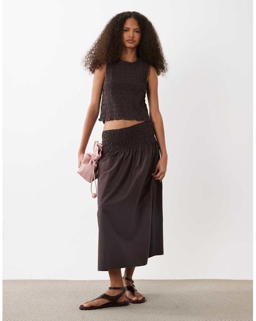 Mango Brown Siros Crinkle Sleevess Top Co-Ord