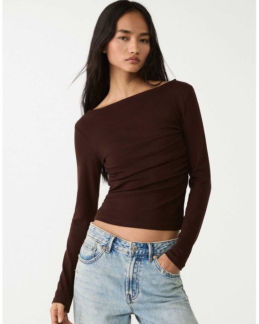 Stradivarius Brown – langärmliges shirt
