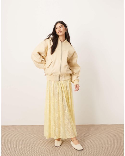 ARRANGE Natural Lace Drawstring Detail Volume Maxi Skirt