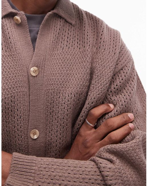 Topman – langärmliges polohemd in Brown für Herren