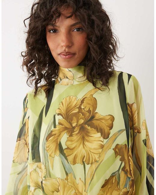 ASOS Green High Neck Deep Cuff Maxi Dress