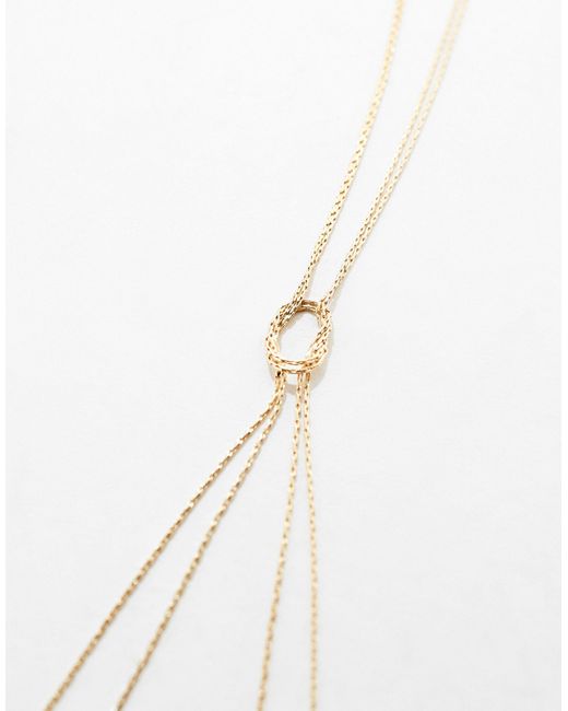 ASOS White Lariat Necklace With Fine Snake Knot Design
