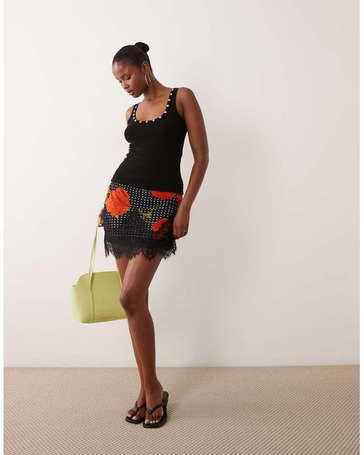 Never Fully Dressed Black Studded Ribbed Scoop Neck Vest
