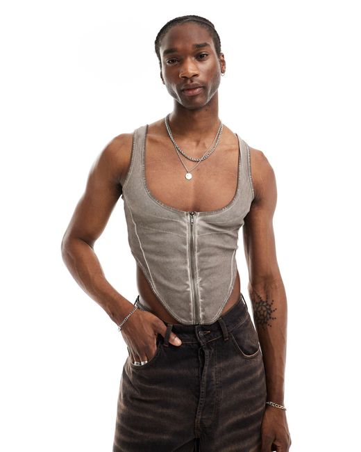 Collusion Brown Muscle Corset for men