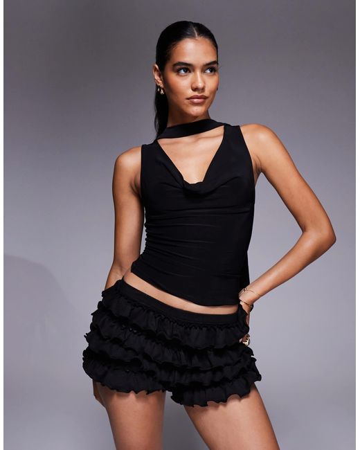 ASOS Black Slinky Cowl Scarf Neck Top