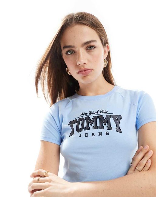 Tommy Hilfiger Blue Glitter Varsity Logo T-shirt