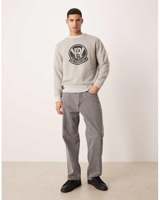 Polo Ralph Lauren Natural Large Sport Logo Print Fleece Sweatshirt Classic Oversized Fit for men