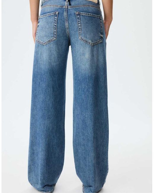 Stradivarius Blue D91 Low Wide-Leg Jeans