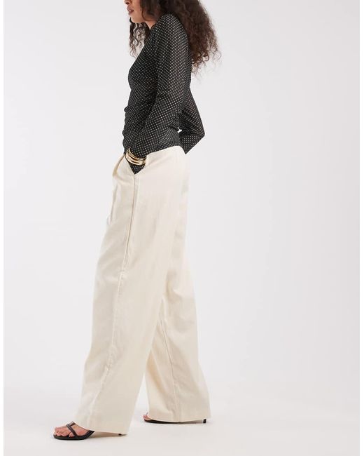 Object White Wide Leg Pleated Trouser