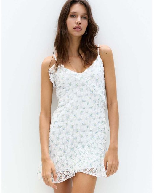 Vestito Corto Con Volant E Finiture di Pull&Bear in White