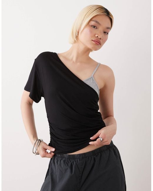 Collusion Black Double Layer Off-Shoulder Cami