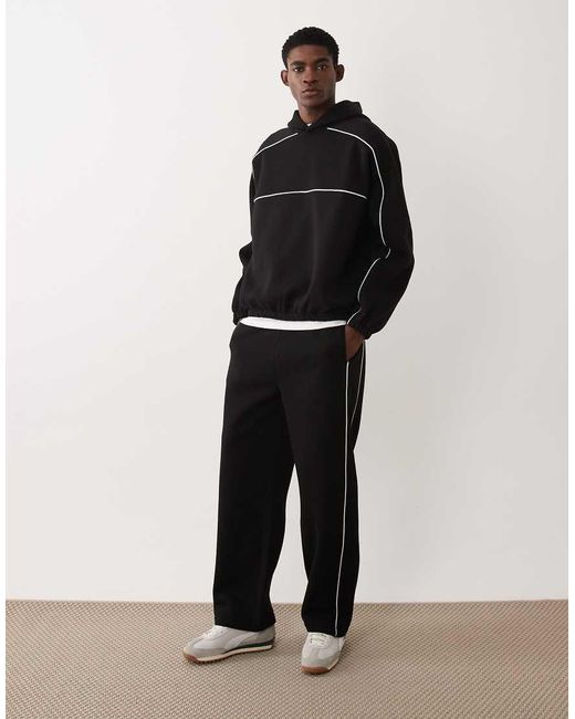 ASOS Black Extreme Oversized Hoodie With Piping for men