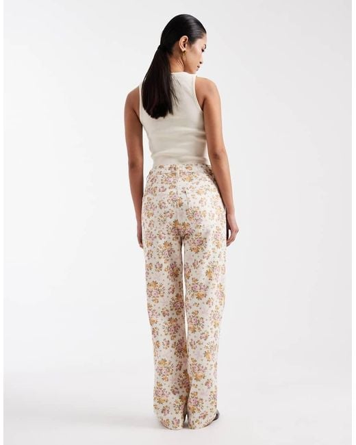 Miss Selfridge Natural All Over Floral Denim Straight Leg Jean Co Ord