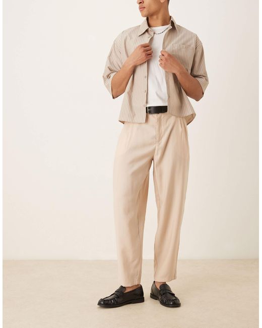ASOS Natural Oversized Tapered Smart Trousers for men