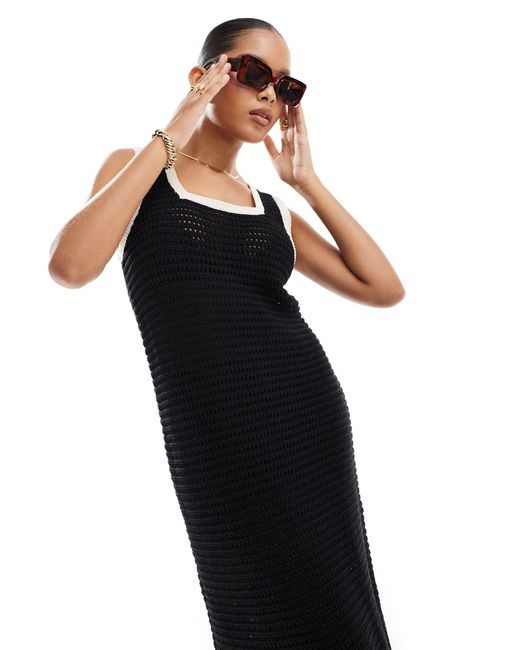 ASOS Black Knitted Contrast Stitch Dress
