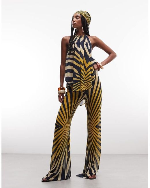 Noughts & Kisses Metallic Open Back Halterneck Top