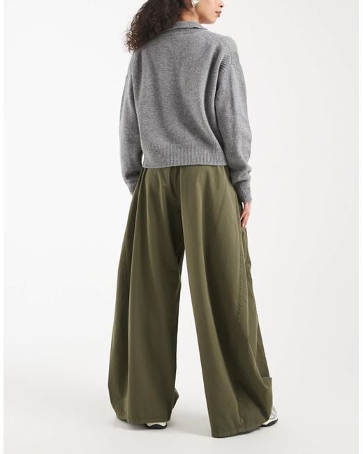 ASOS White Side Pleat Barrel Leg Trouser