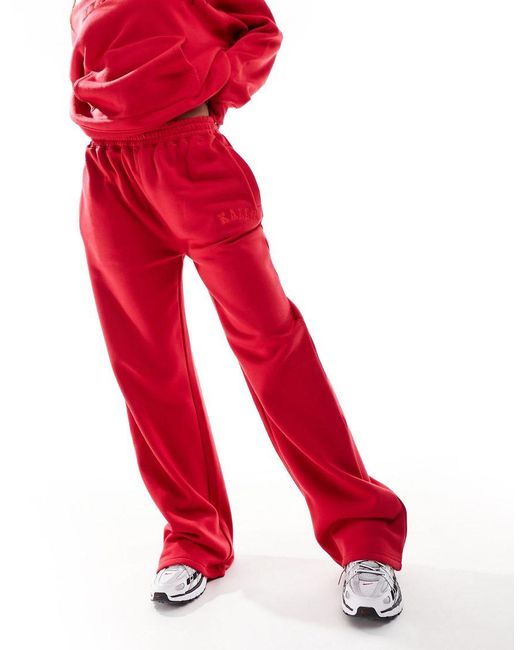 Joggers Rojos De Pernera Ancha Con Logo De Mezcla De Algodón De (Parte De Un Conjunto) Kaiia de color Red