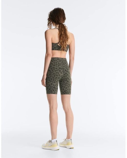 Oysho Green Evermove High-Rise 20Cm Leopard Print Shorts