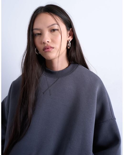 TOPSHOP White Oversized Scuba-Style Fabric Cinch Waist Sweat