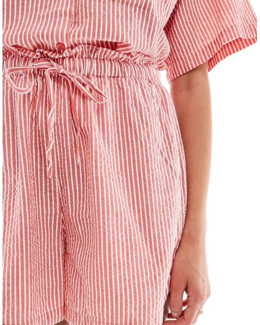 JJXX Gestreepte Seersucker Short in het Pink