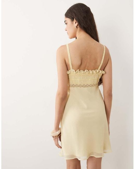 ASOS Natural Cami Mini Dress With Lace Trim