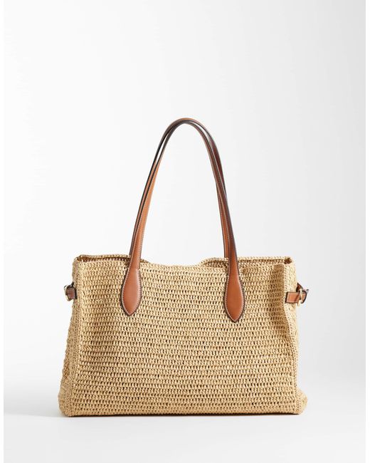 Mango Natural Woven Rectangle Adjustable Shoulder Bag