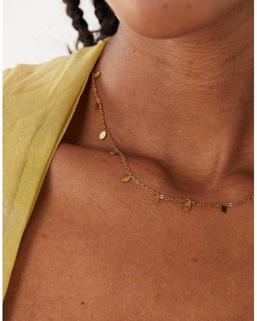 ASOS Natural Waterproof Stainless Steel Necklace With Mini Disc Charms