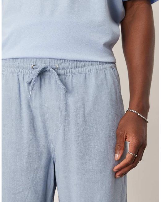ASOS Linnenrijke Baggy Short Met Elastische Taille in het Blue voor heren