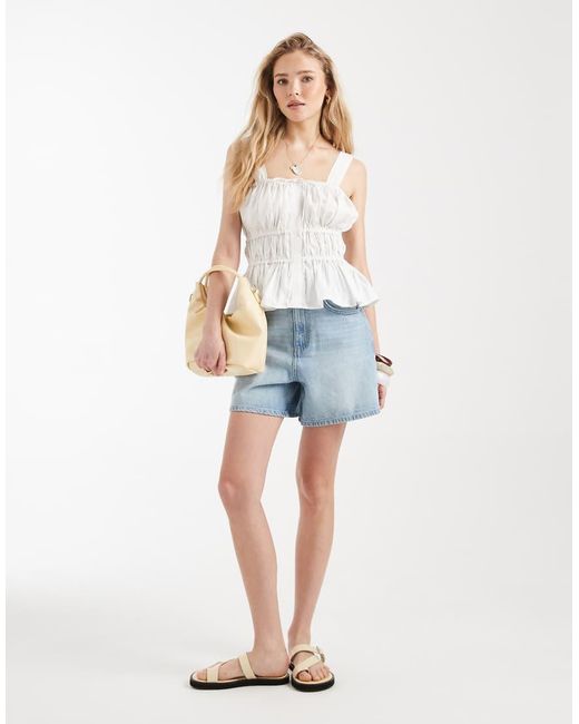 ASOS White Cami With Ruched Detail And Bows