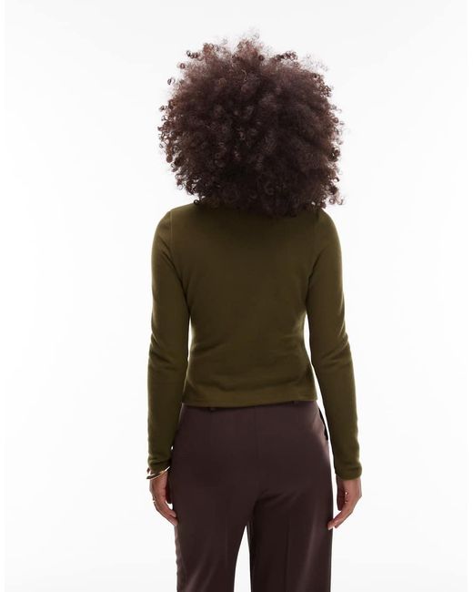 ASOS Green Supersoft Long Sleeve Top With Cut Out Detail