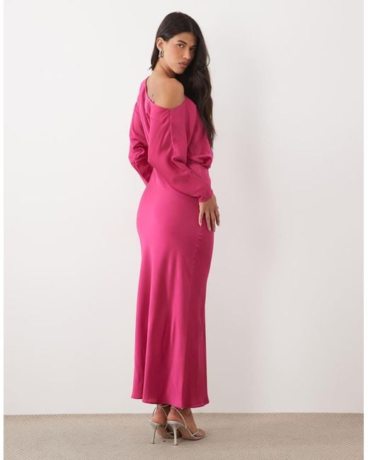 ASOS Pink Fallen Shoulder Maxi Dress