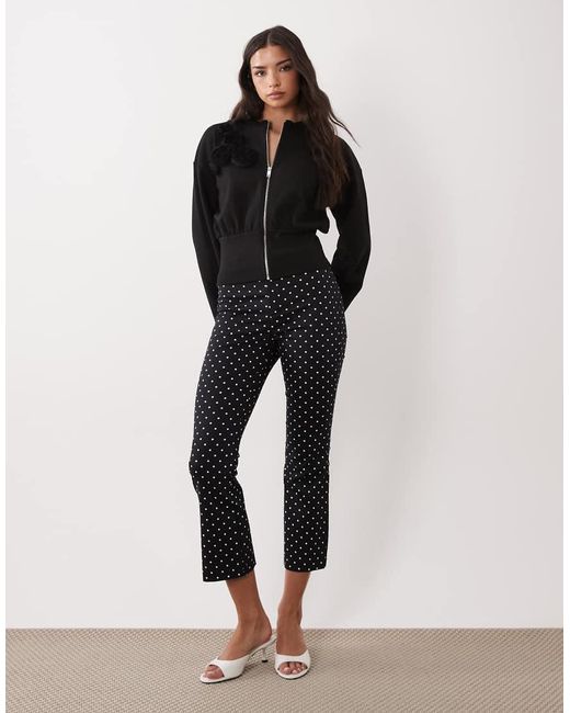 ASOS Black Interlock Corsage Detail Zip Through Sweatshirt