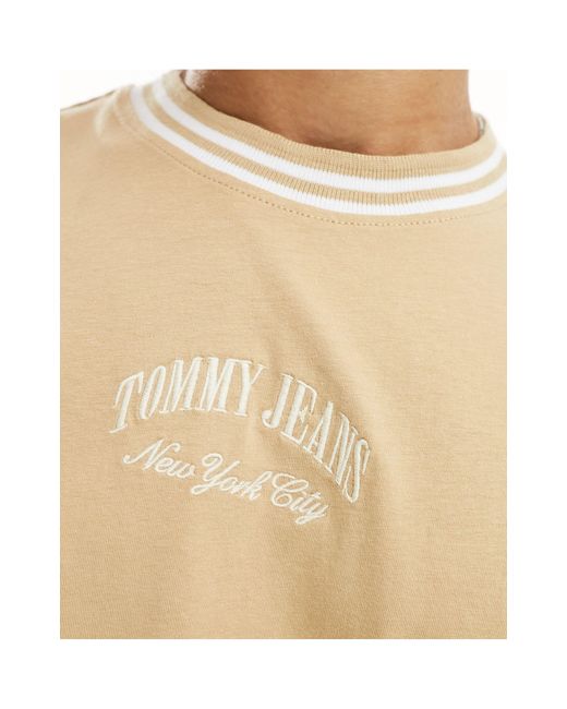Camiseta color arena extragrande con ribetes Tommy Hilfiger de hombre de color Natural