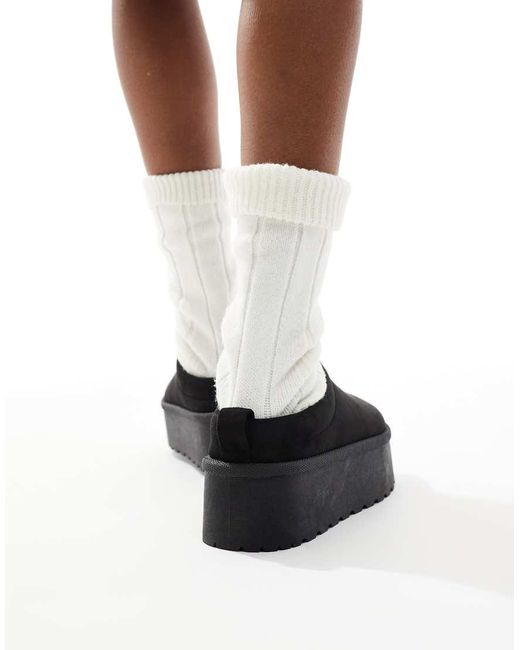 SEQWL Black Slip On Flatform Mules