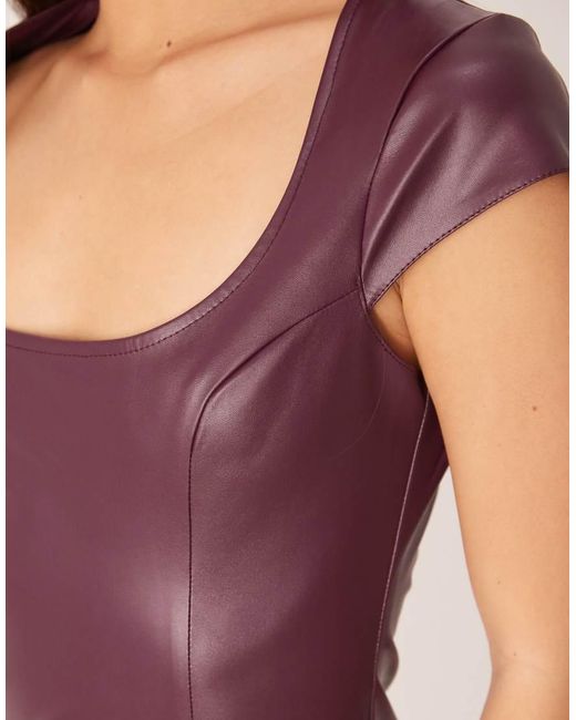 ASOS Pink Pu Scoop Neck Mini Dress