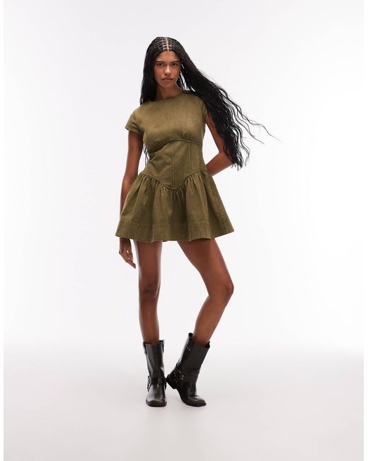 ASOS Corset Inspired Sleeveless Mini Dress in Green | Lyst