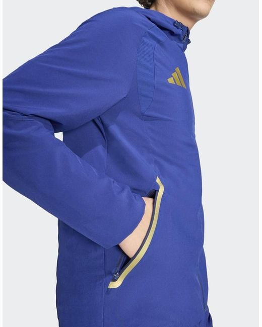 Adidas Blue Italy Tiro Travel Full Zip Windbreaker for men