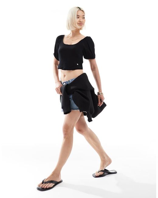 Superdry Black Smocked Woven Top