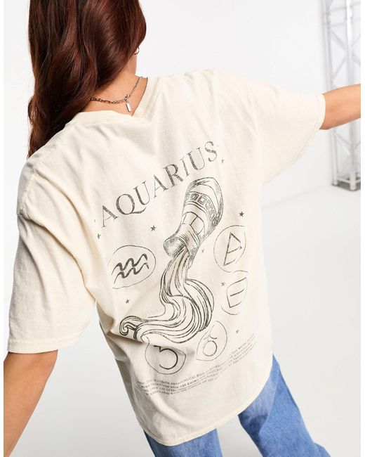 Miss Selfridge Blue Horoscope Aquarius Oversized T-shirt