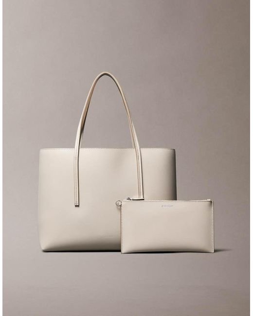 Calvin Klein Natural Foil Logo Small Tote Bag And Purse Set