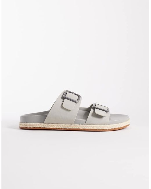 ASOS White Two Strap Sandals With Buckles for men